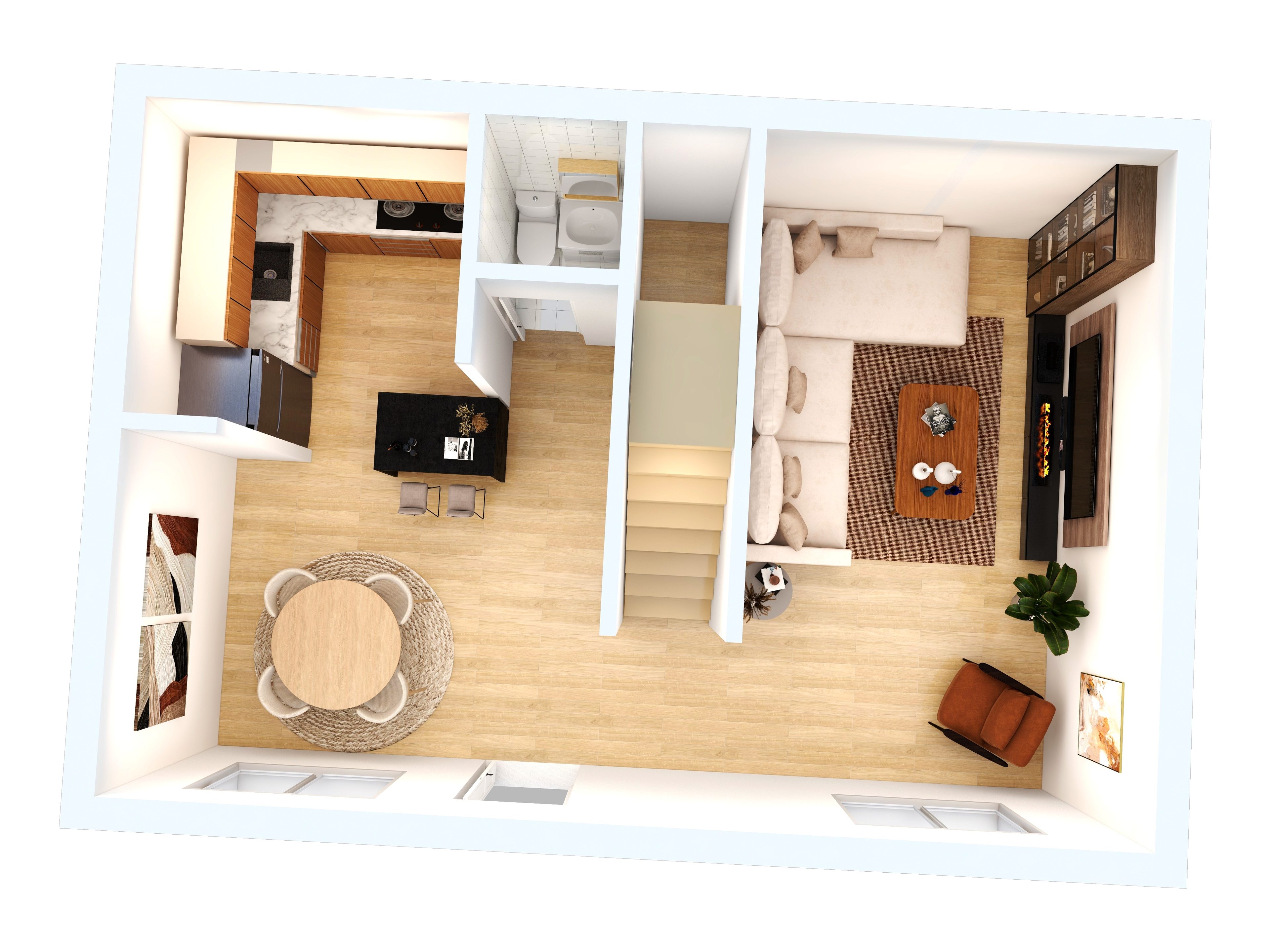 2 Bedroom Deluxe Townhouse — Level 1 floor plan