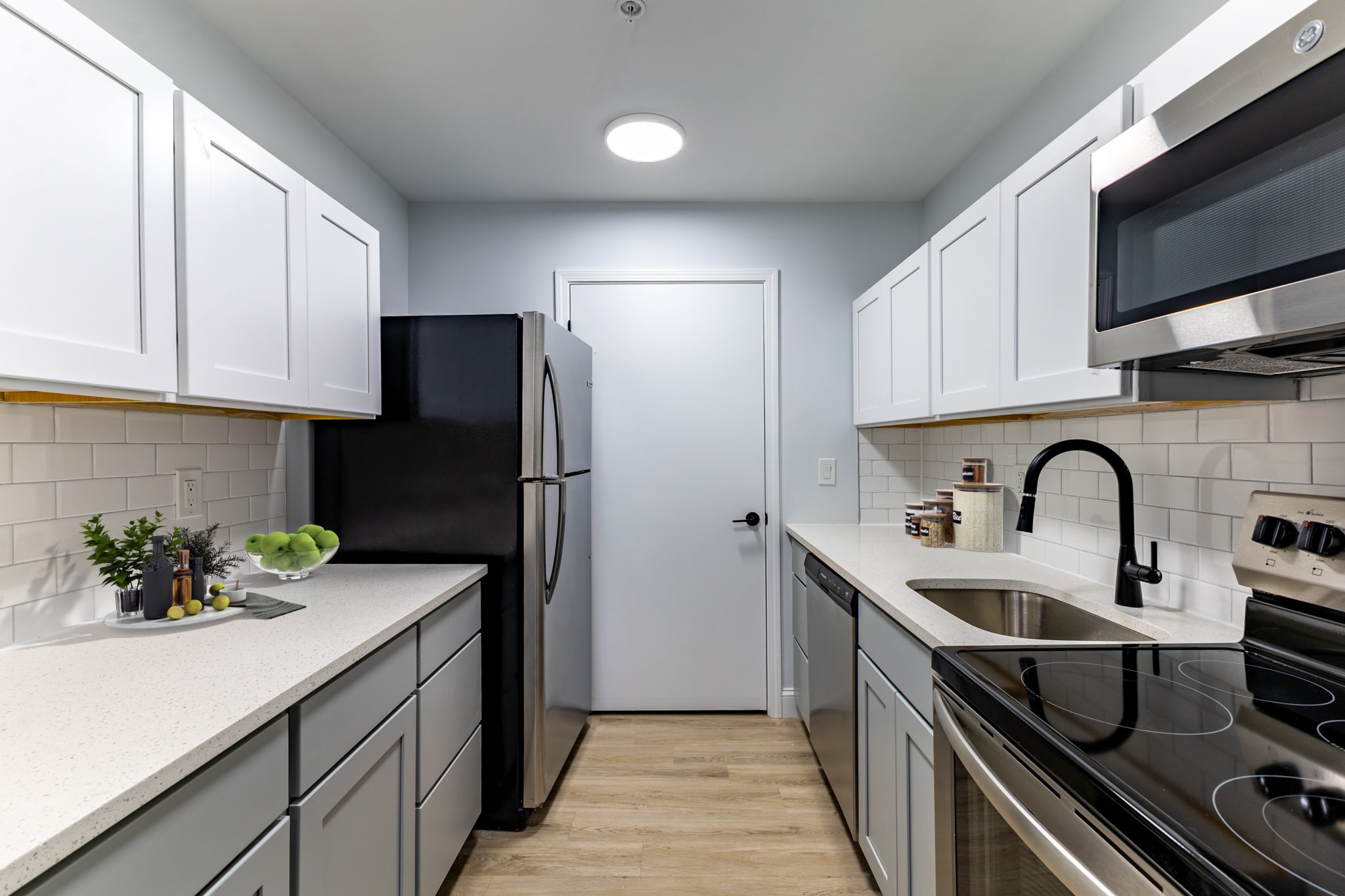 Virtually staged living and dining room